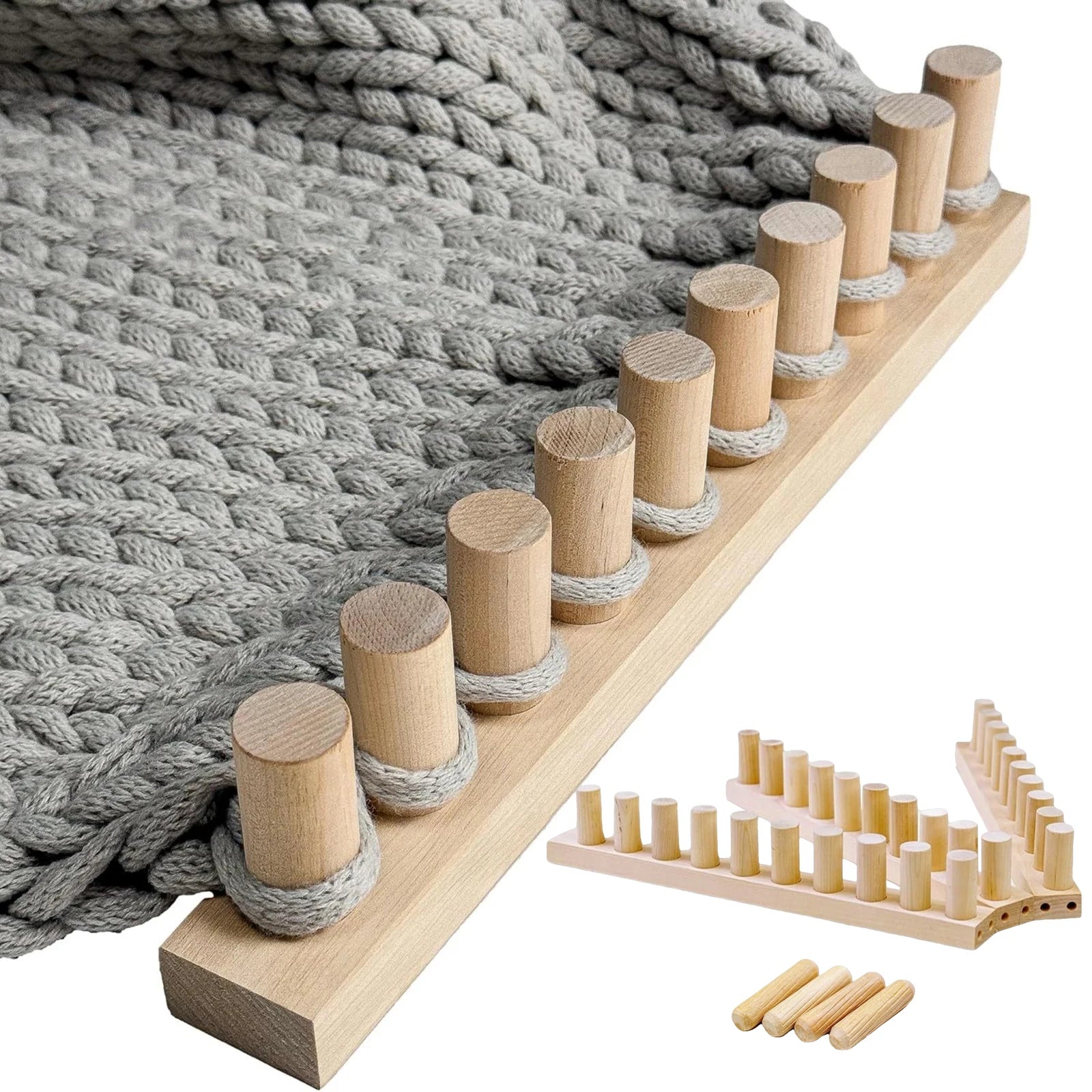 Adjustable Wooden Loom Frame Knitting Kit for DIY Blankets