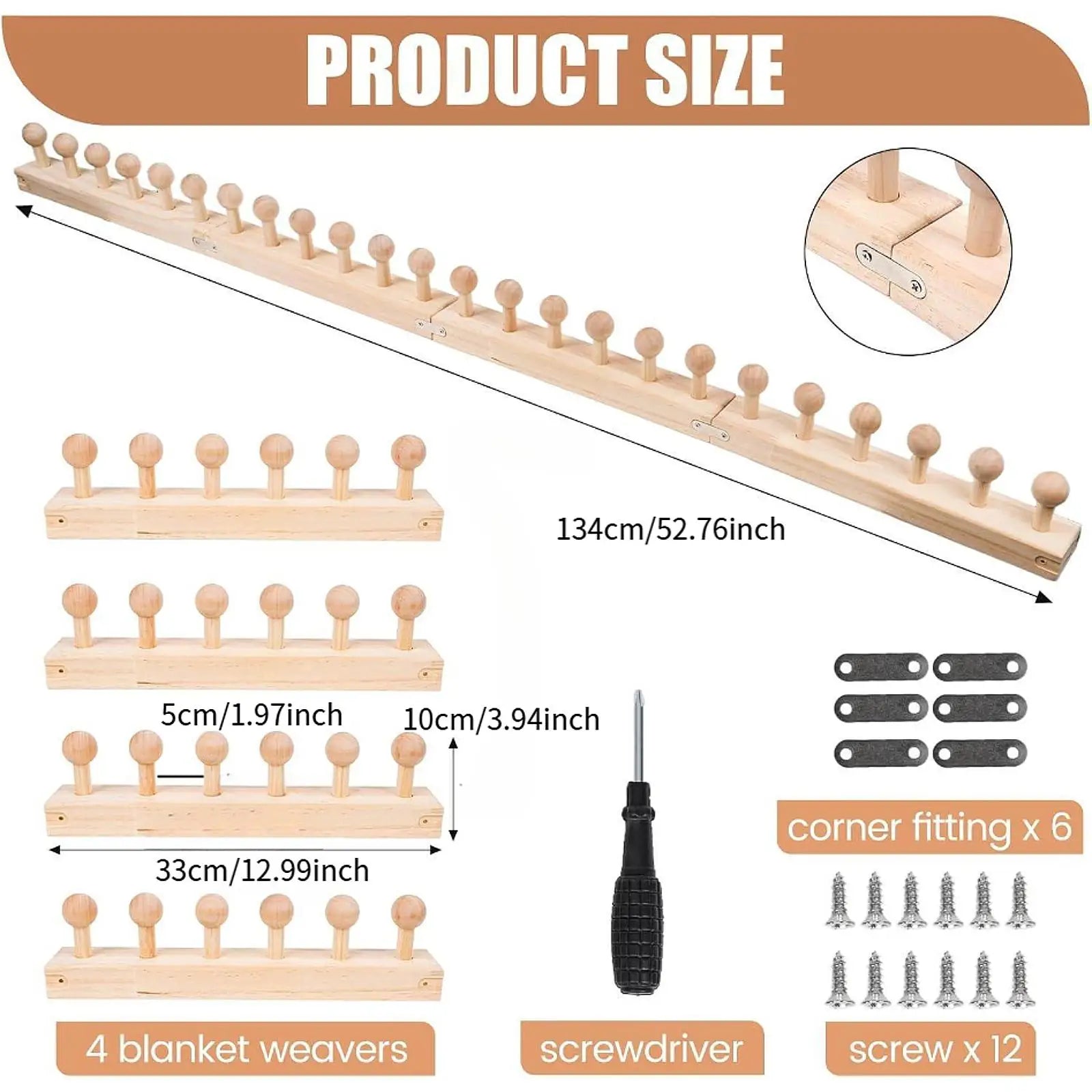 Adjustable Wooden Loom Frame Knitting Kit for DIY Blankets