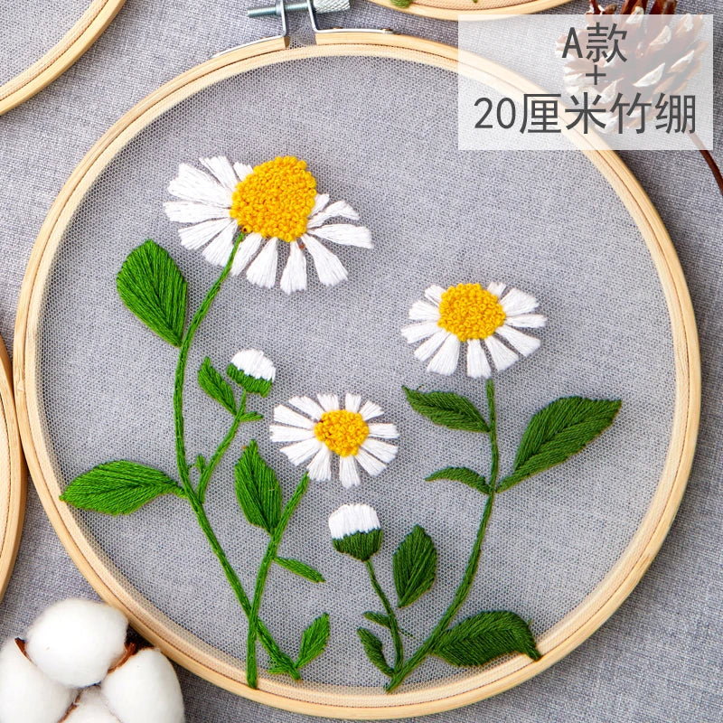 DIY Floral Embroidery Round Cross Stitch Kit