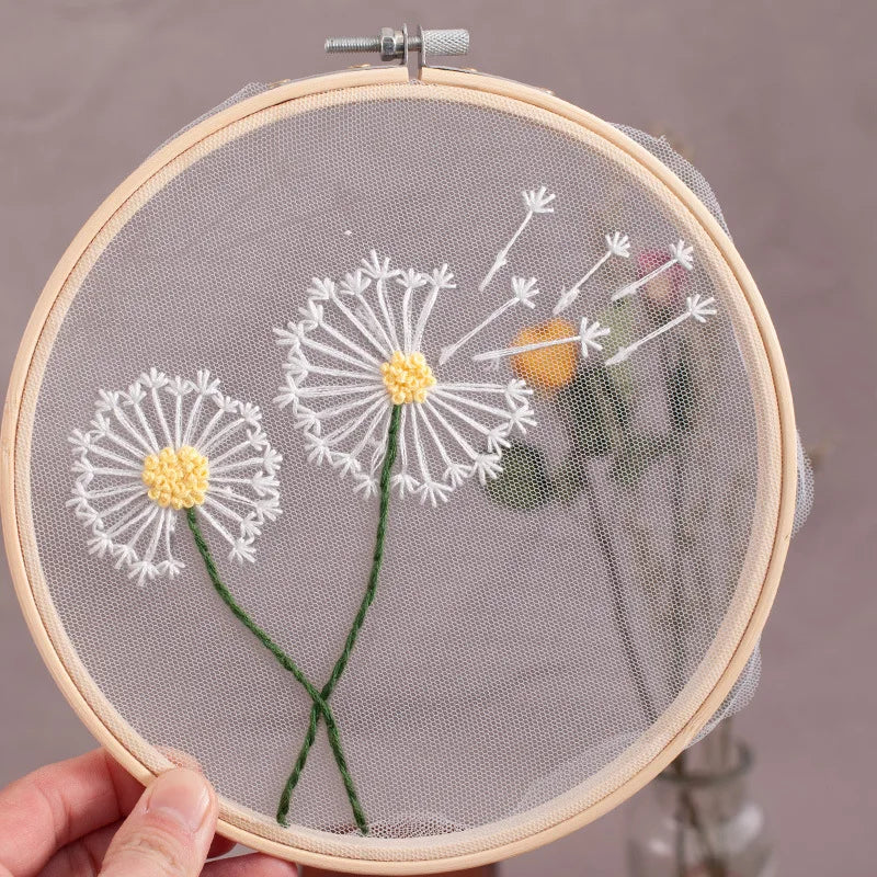 DIY Floral Embroidery Round Cross Stitch Kit