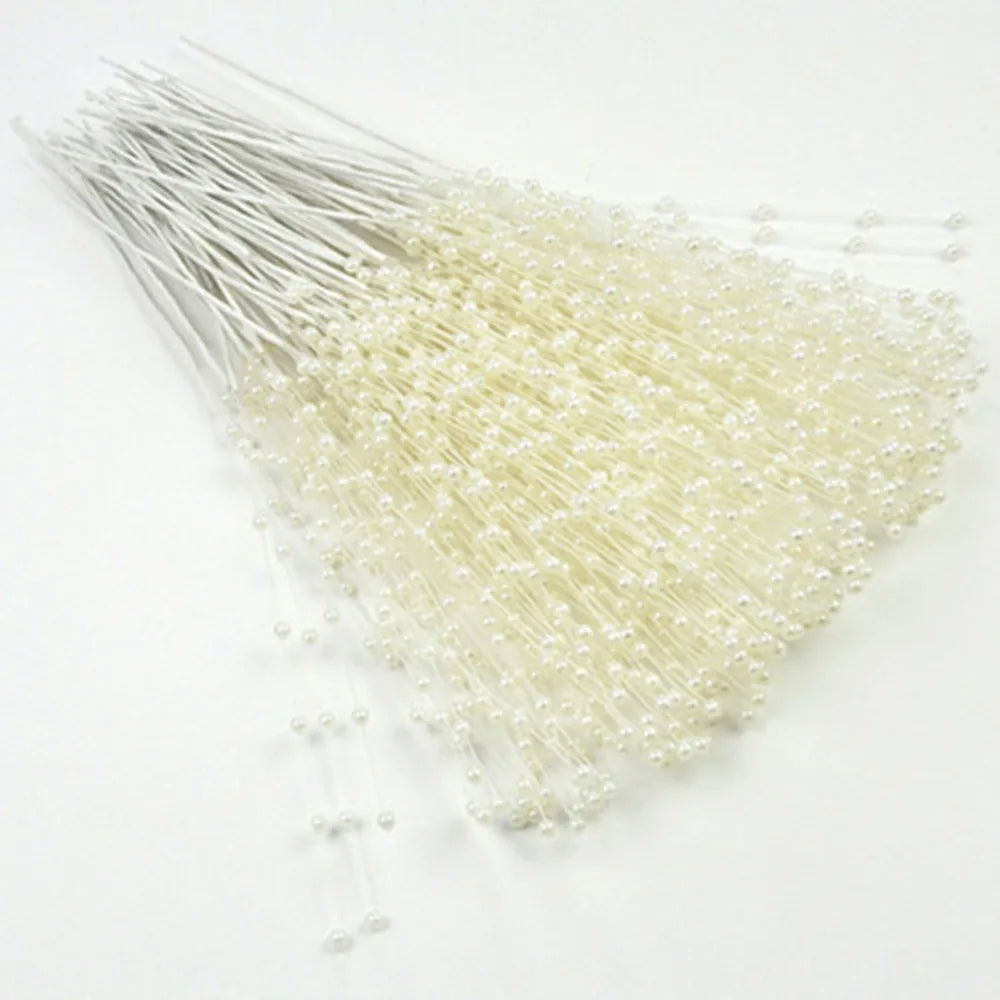 Pearl Bead Sticks – 10PCS Handmade Flower Stems for Bridal Bouquets & Wedding Décor