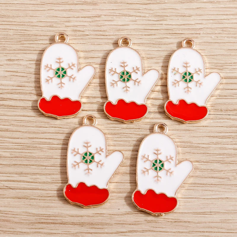 Christmas Enamel Charms – 10PCS Deer, Santa, Tree & Bell Pendants for DIY Jewelry