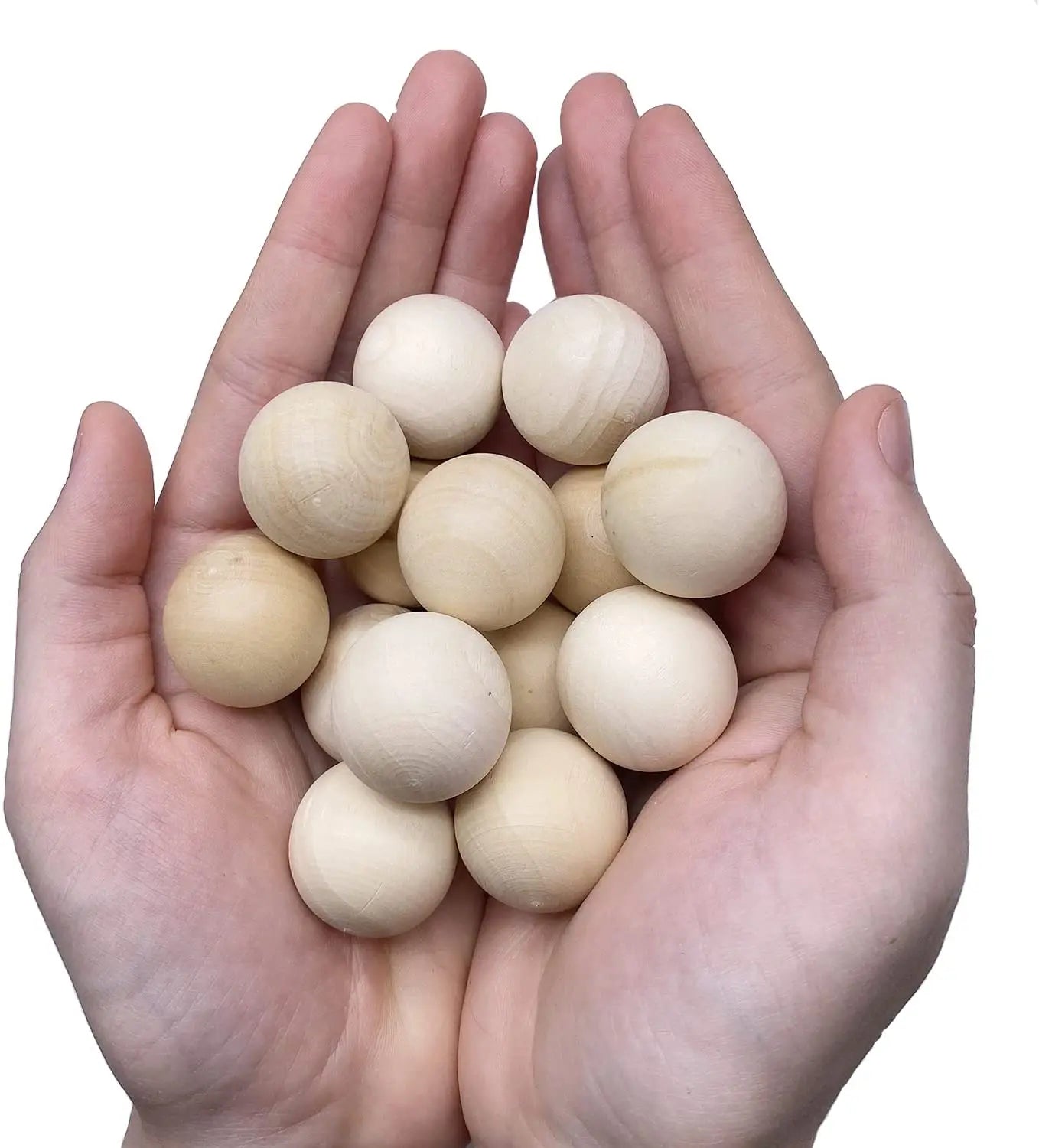 Hardwood Balls 15–40mm – Natural Unfinished Wooden Balls (1–20pcs)