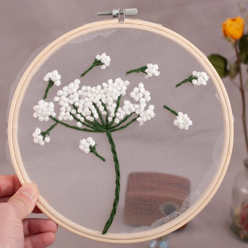 DIY Floral Embroidery Round Cross Stitch Kit