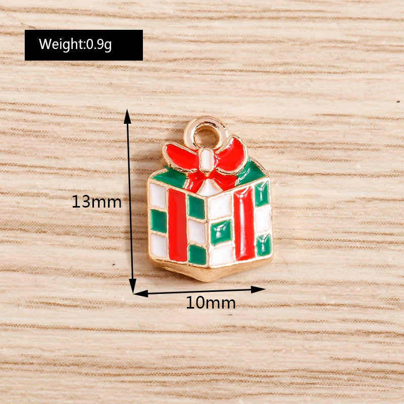 Christmas Enamel Charms – 10PCS Deer, Santa, Tree & Bell Pendants for DIY Jewelry