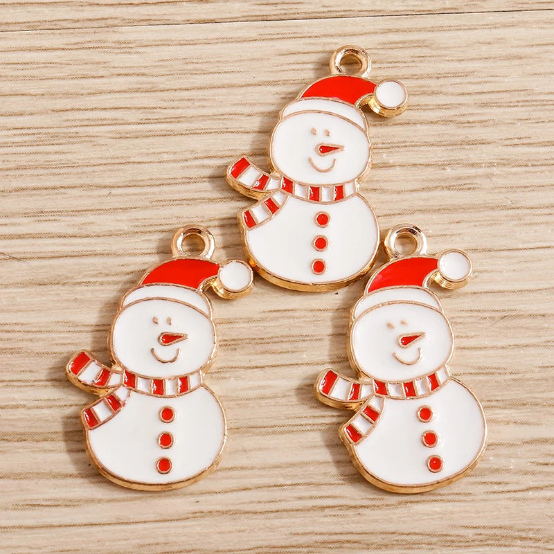 Christmas Enamel Charms – 10PCS Deer, Santa, Tree & Bell Pendants for DIY Jewelry