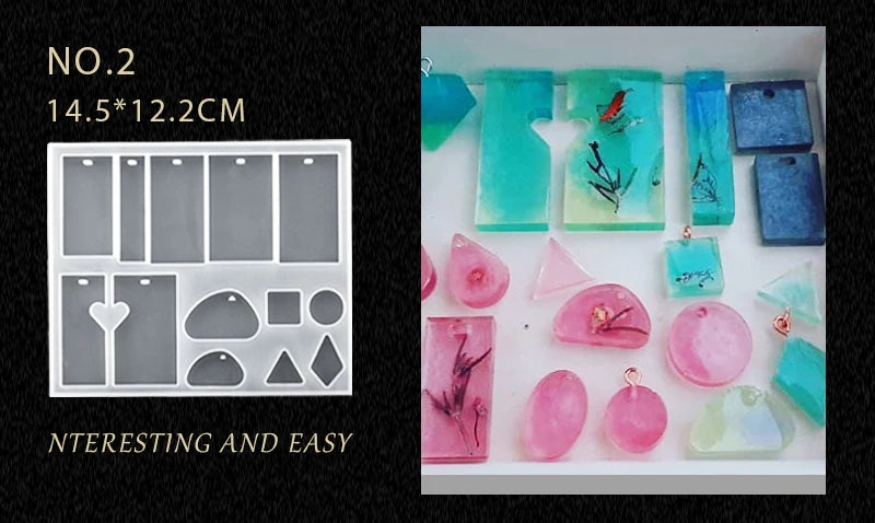 16-Style Epoxy Resin Mold Kit – Silicone Jewelry Casting Set for DIY Earrings