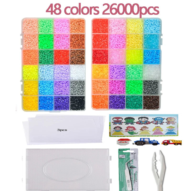 2.6mm Hama Beads – 24/48 Colors Educational Ironing Fuse Beads for DIY Crafts
