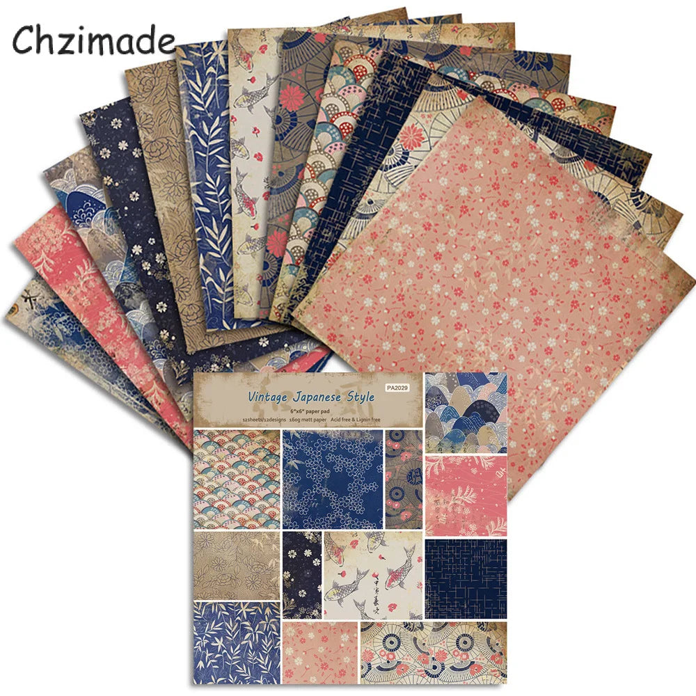 Vintage Flower Paper Pad – 12 Sheets 6x6" Scrapbooking & Card Making Set