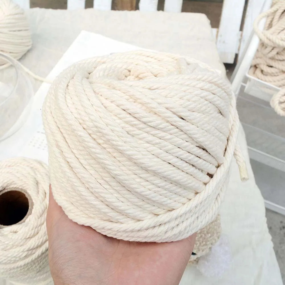 Natural Cotton Twisted Macrame Cord for DIY Projects