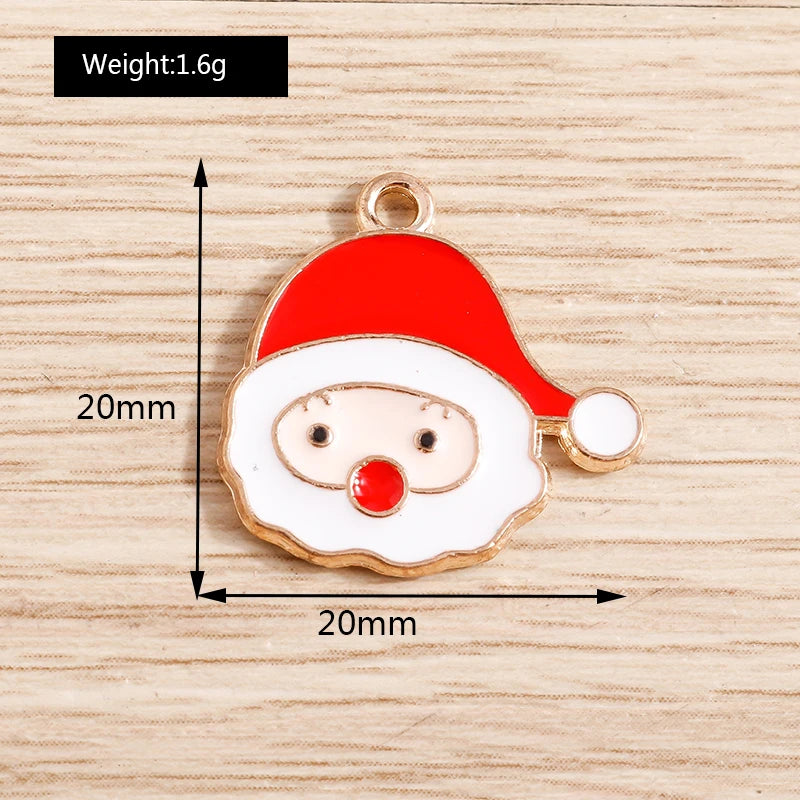 Christmas Enamel Charms – 10PCS Deer, Santa, Tree & Bell Pendants for DIY Jewelry