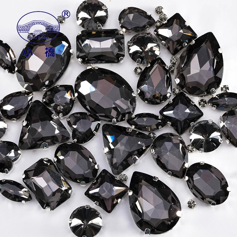 Glitter Mixed Shape Pink Glass Rhinestones – 50pcs Flatback Sew-On Craft Gems