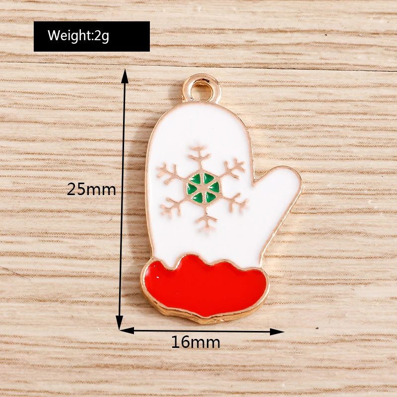 Christmas Enamel Charms – 10PCS Deer, Santa, Tree & Bell Pendants for DIY Jewelry