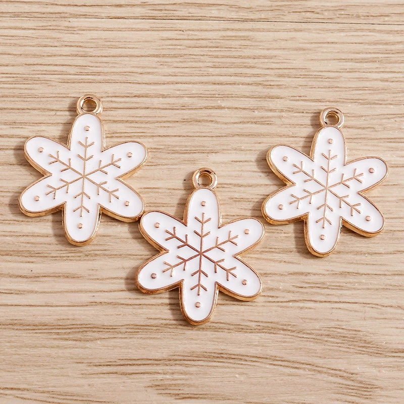 Christmas Enamel Charms – 10PCS Deer, Santa, Tree & Bell Pendants for DIY Jewelry