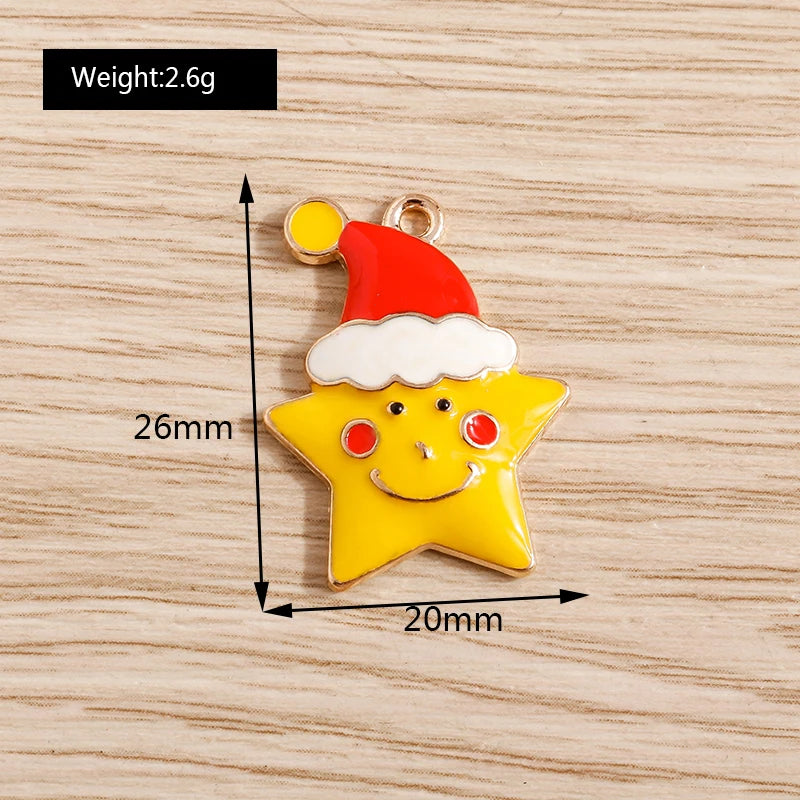 Christmas Enamel Charms – 10PCS Deer, Santa, Tree & Bell Pendants for DIY Jewelry