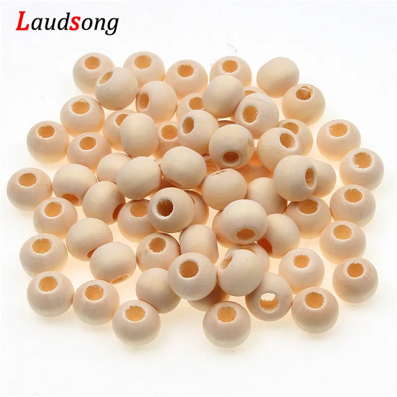10–40mm Natural Wooden Beads with Large Holes – Round Spacer Beads for Jewelry Making