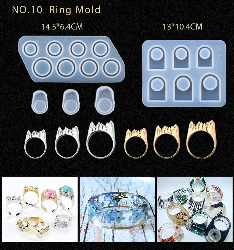 16-Style Epoxy Resin Mold Kit – Silicone Jewelry Casting Set for DIY Earrings