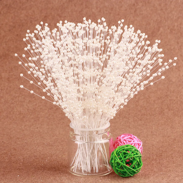 Pearl Bead Sticks – 10PCS Handmade Flower Stems for Bridal Bouquets & Wedding Décor