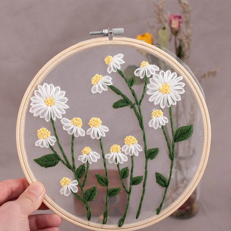 DIY Floral Embroidery Round Cross Stitch Kit