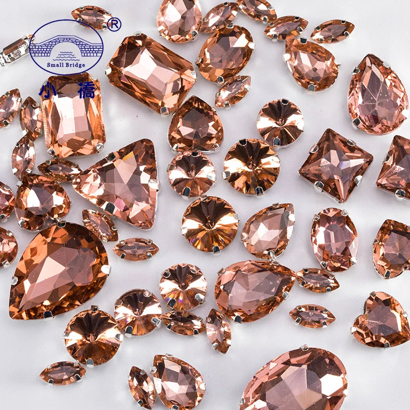 Glitter Mixed Shape Pink Glass Rhinestones – 50pcs Flatback Sew-On Craft Gems