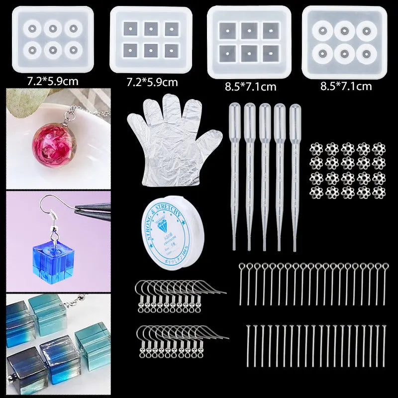 16-Style Epoxy Resin Mold Kit – Silicone Jewelry Casting Set for DIY Earrings