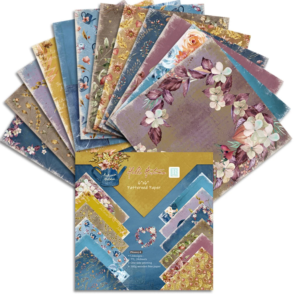 Vintage Flower Paper Pad – 12 Sheets 6x6" Scrapbooking & Card Making Set