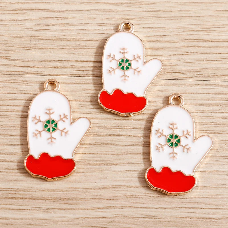 Christmas Enamel Charms – 10PCS Deer, Santa, Tree & Bell Pendants for DIY Jewelry
