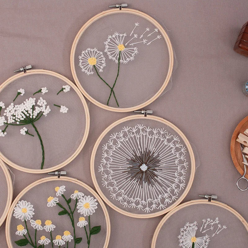 DIY Floral Embroidery Round Cross Stitch Kit