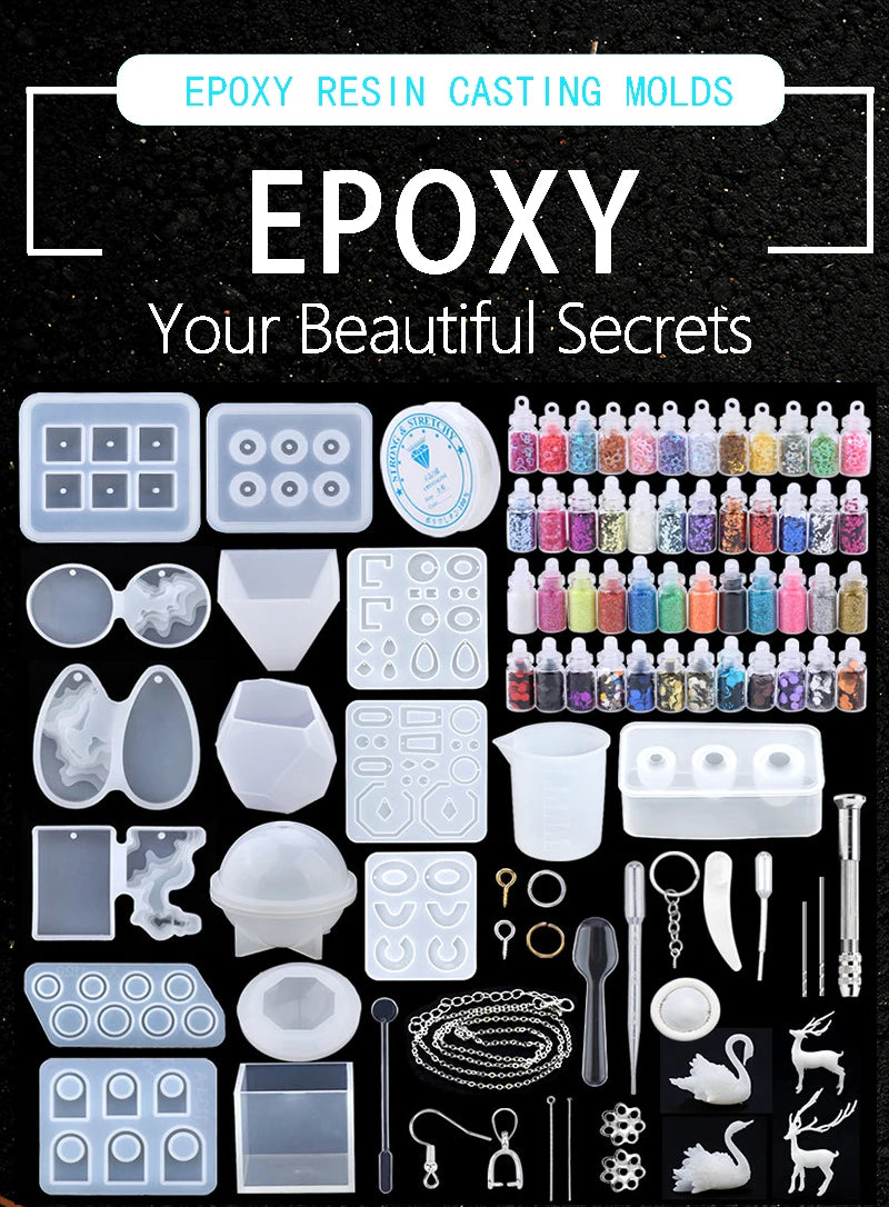 16-Style Epoxy Resin Mold Kit – Silicone Jewelry Casting Set for DIY Earrings
