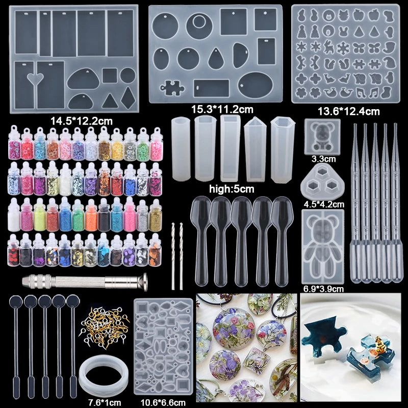 16-Style Epoxy Resin Mold Kit – Silicone Jewelry Casting Set for DIY Earrings
