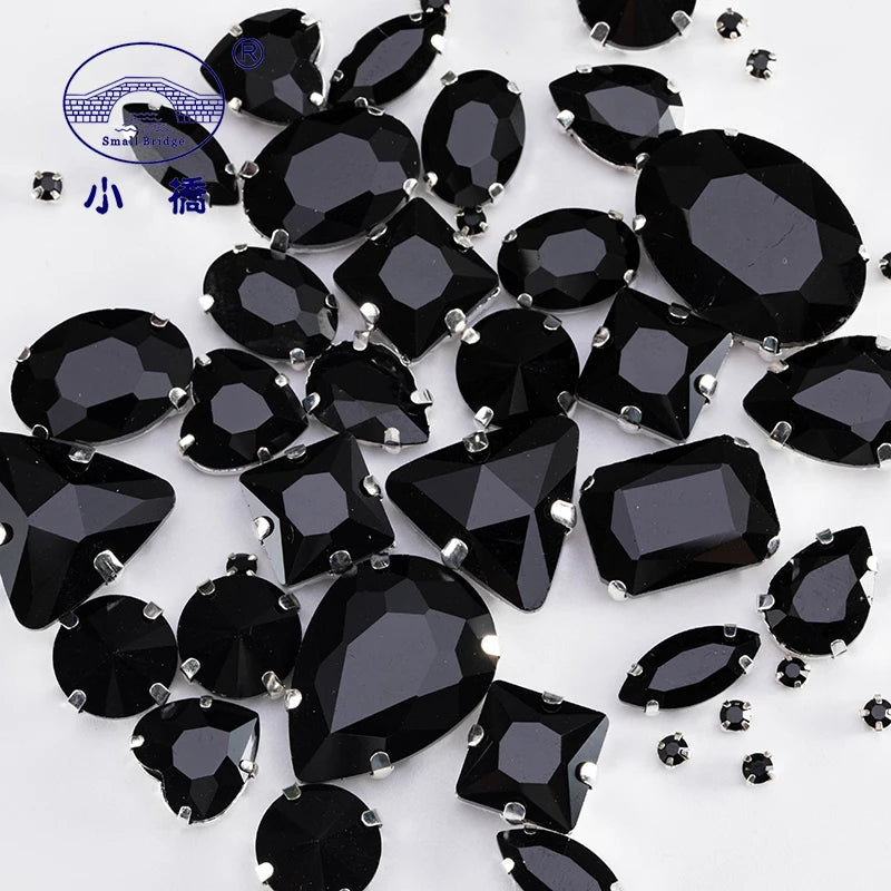 Glitter Mixed Shape Pink Glass Rhinestones – 50pcs Flatback Sew-On Craft Gems