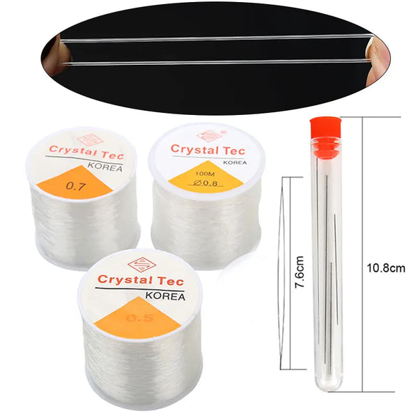 Crystal Beading Stretch Cord – 100m Elastic String for DIY Jewelry (0.5–1mm)