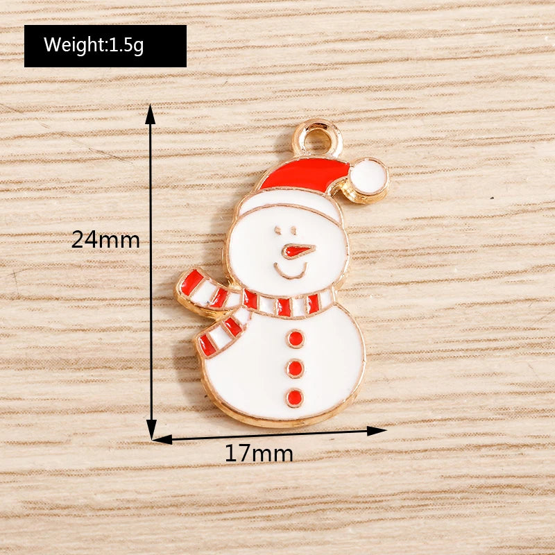 Christmas Enamel Charms – 10PCS Deer, Santa, Tree & Bell Pendants for DIY Jewelry