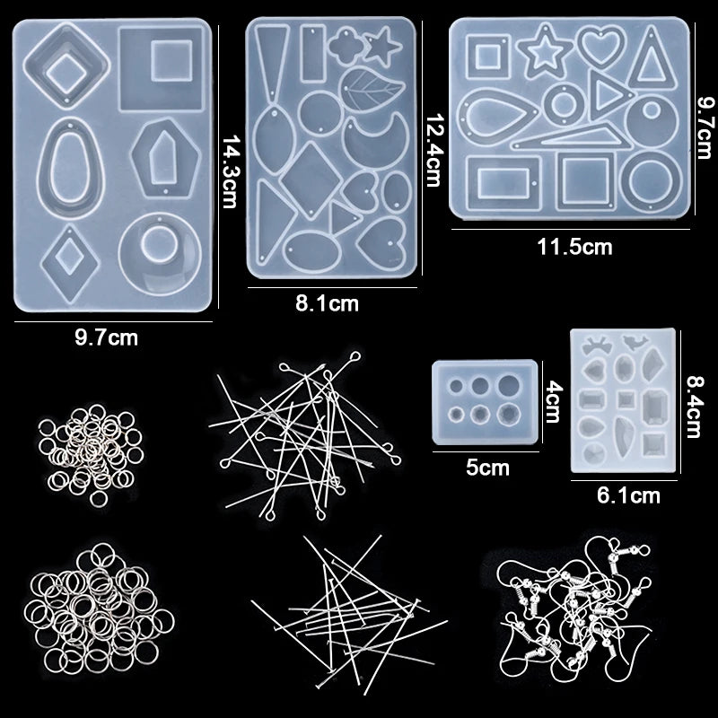 16-Style Epoxy Resin Mold Kit – Silicone Jewelry Casting Set for DIY Earrings