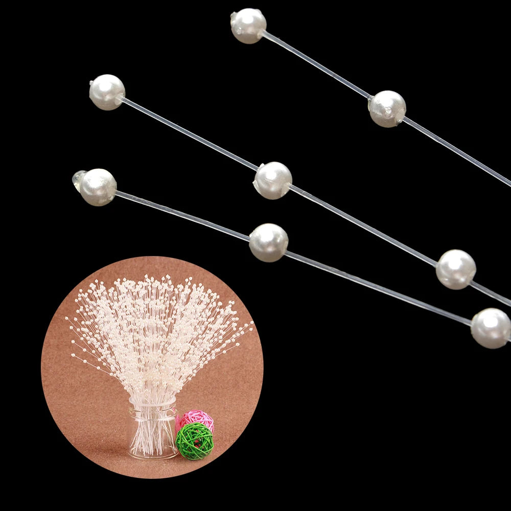 Pearl Bead Sticks – 10PCS Handmade Flower Stems for Bridal Bouquets & Wedding Décor