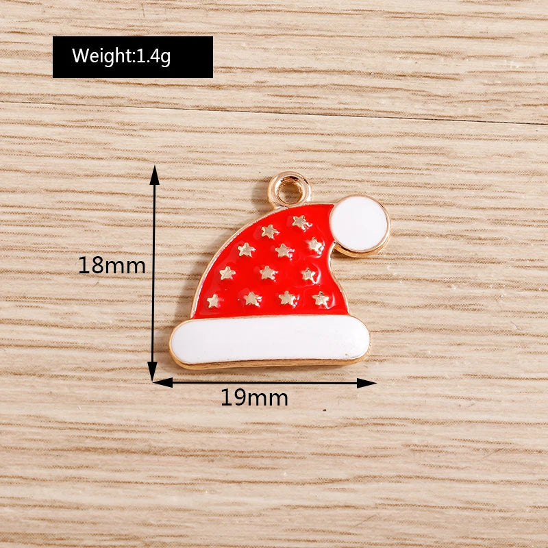 Christmas Enamel Charms – 10PCS Deer, Santa, Tree & Bell Pendants for DIY Jewelry