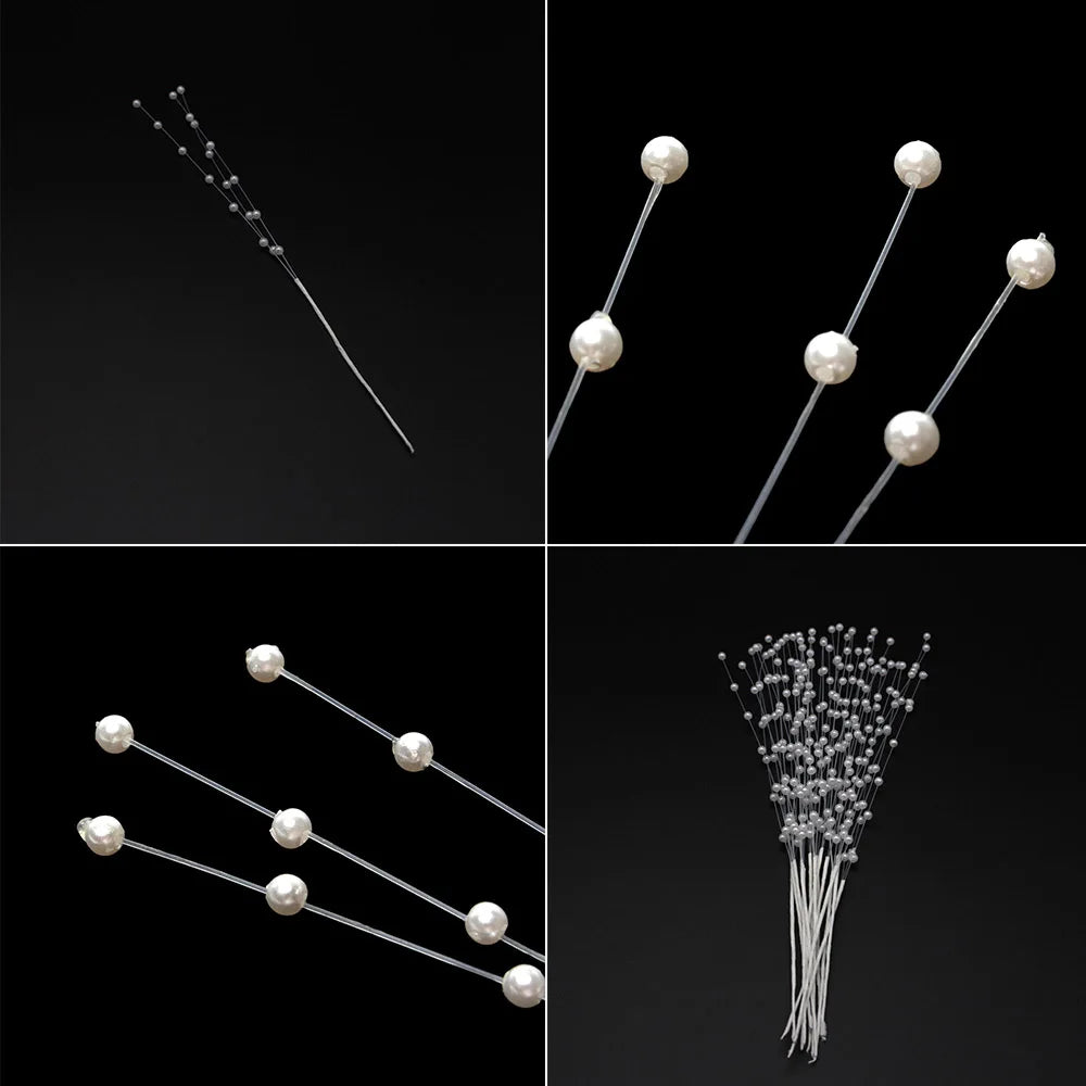 Pearl Bead Sticks – 10PCS Handmade Flower Stems for Bridal Bouquets & Wedding Décor