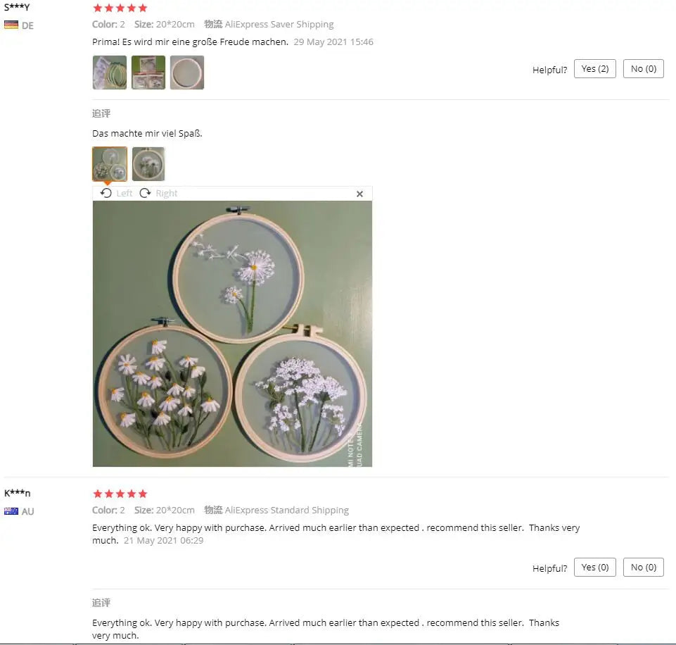 DIY Floral Embroidery Round Cross Stitch Kit