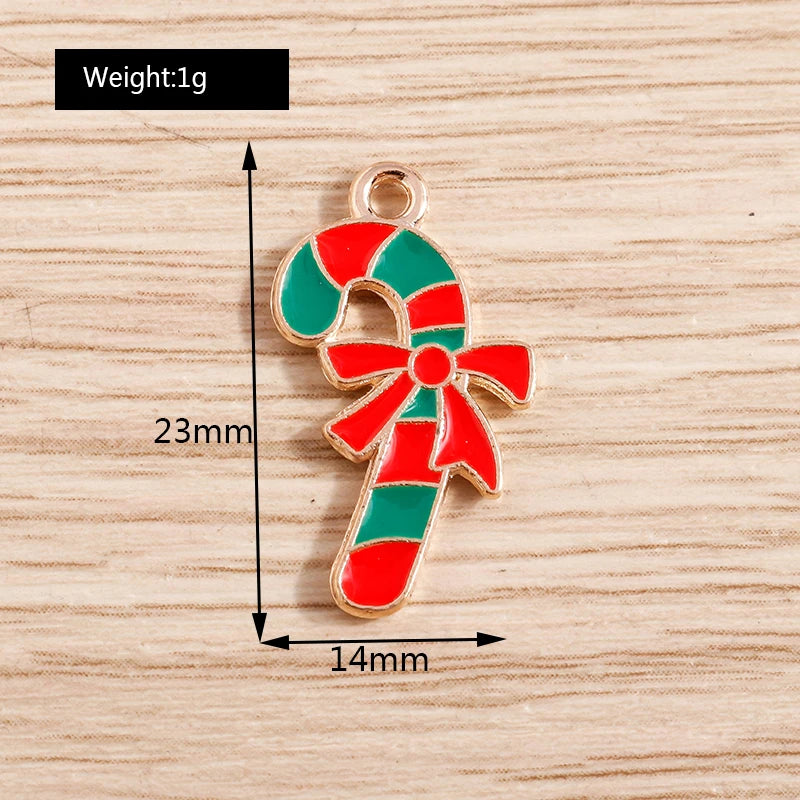 Christmas Enamel Charms – 10PCS Deer, Santa, Tree & Bell Pendants for DIY Jewelry