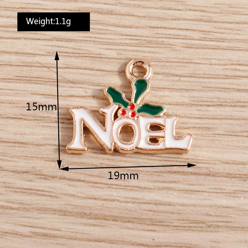 Christmas Enamel Charms – 10PCS Deer, Santa, Tree & Bell Pendants for DIY Jewelry