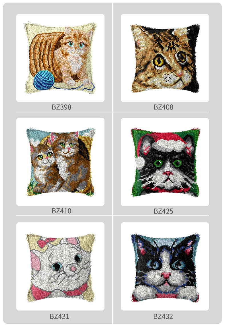 Cats Latch Hook Kit – DIY Carpet, Pillow & Cushion Craft Set