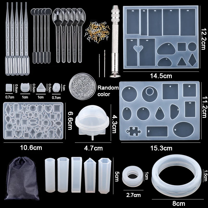 16-Style Epoxy Resin Mold Kit – Silicone Jewelry Casting Set for DIY Earrings