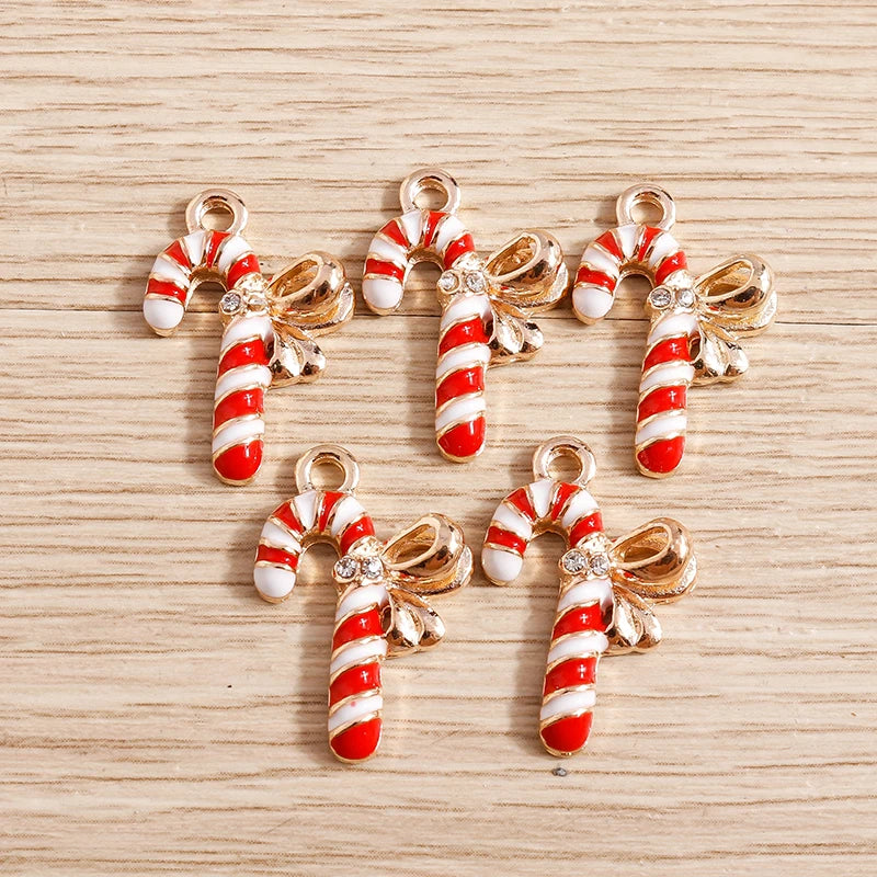 Christmas Enamel Charms – 10PCS Deer, Santa, Tree & Bell Pendants for DIY Jewelry