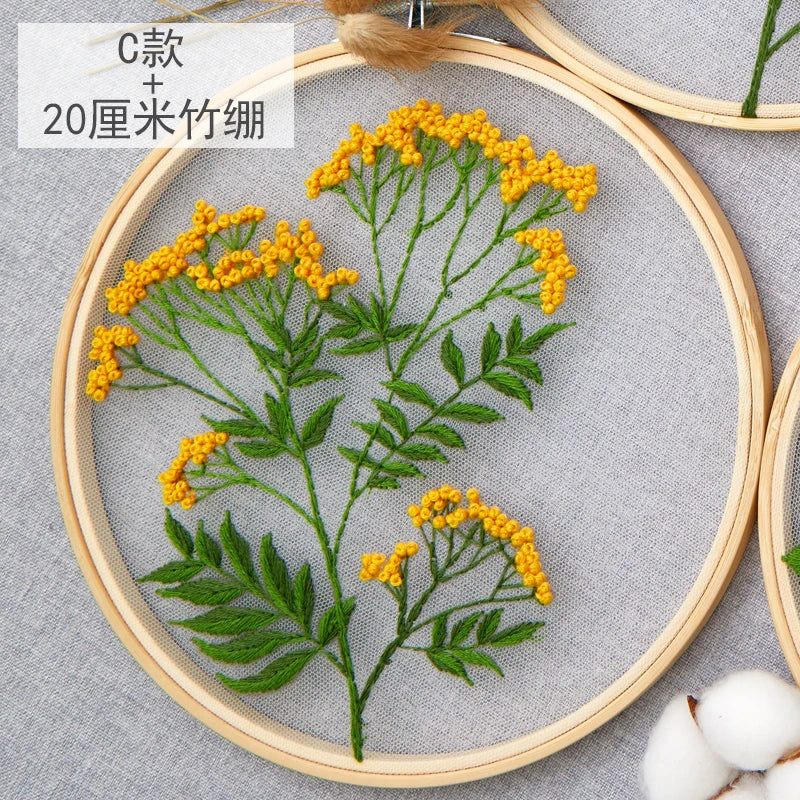 DIY Floral Embroidery Round Cross Stitch Kit