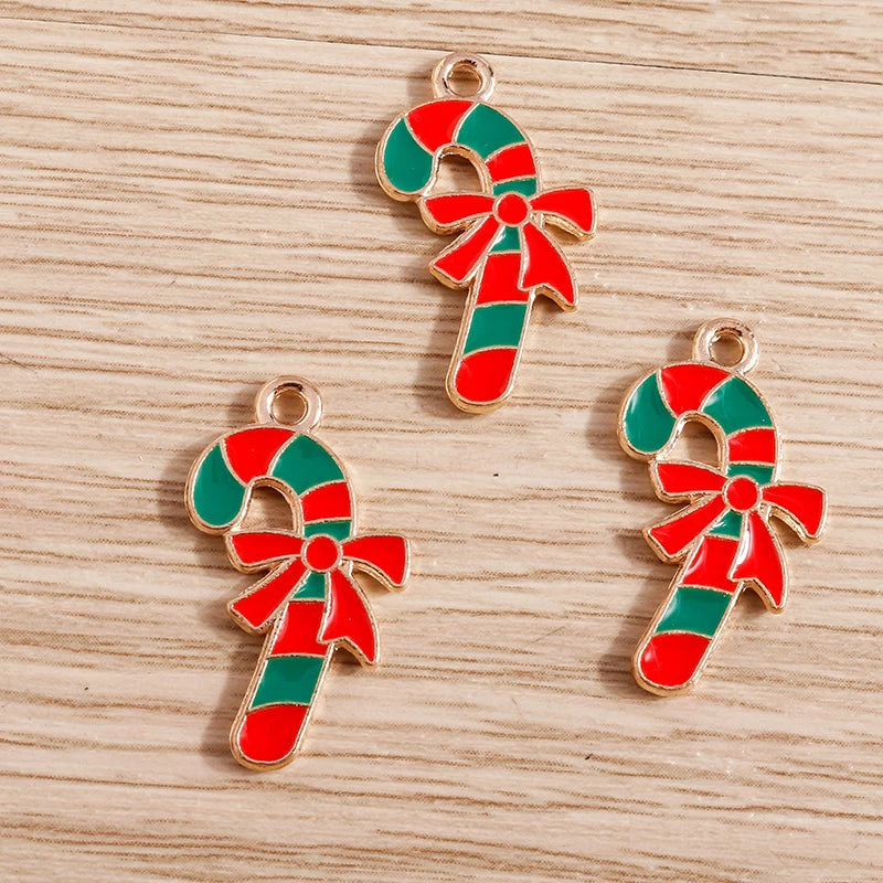 Christmas Enamel Charms – 10PCS Deer, Santa, Tree & Bell Pendants for DIY Jewelry