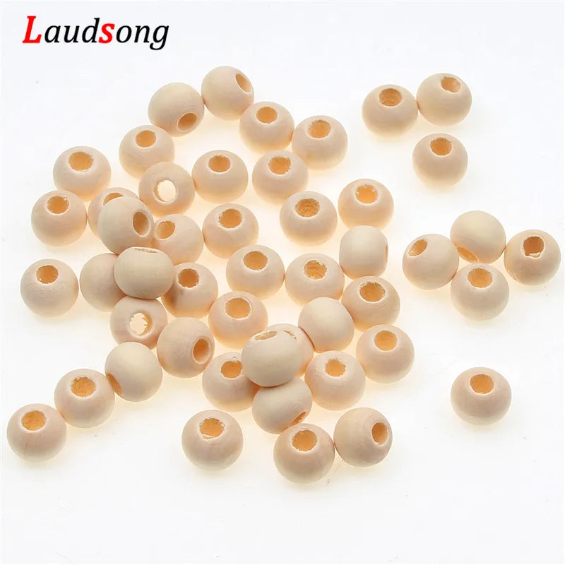 10–40mm Natural Wooden Beads with Large Holes – Round Spacer Beads for Jewelry Making