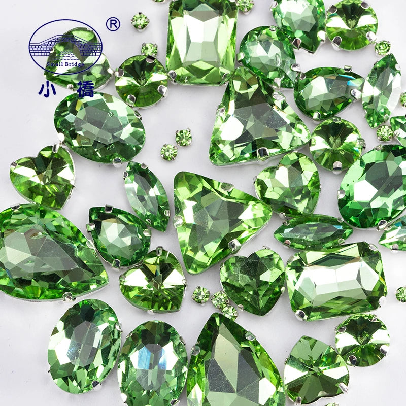 Glitter Mixed Shape Pink Glass Rhinestones – 50pcs Flatback Sew-On Craft Gems