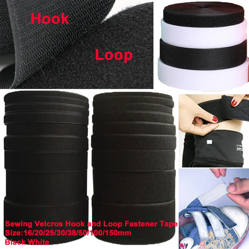 Hook & Loop Sewing Fastener Tape – Non-Adhesive Nylon (5M/Pair, 16–150mm)