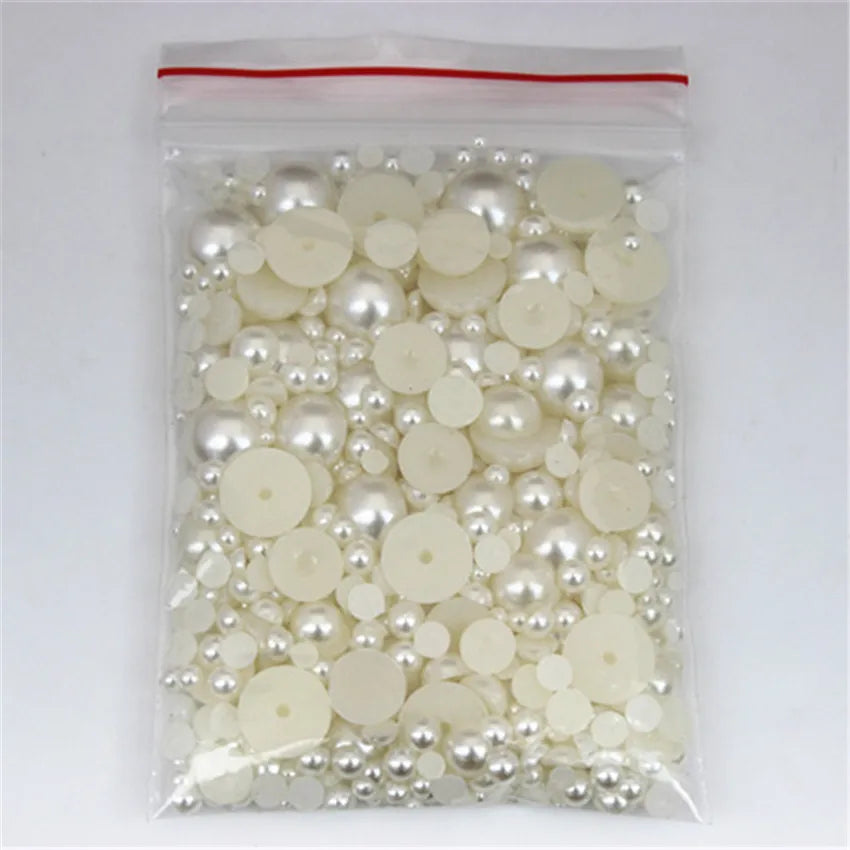 2–10mm White/Ivory Half-Round ABS Pearl Flatbacks – Jewelry, Nail Art & Craft Embellishments (MC134)