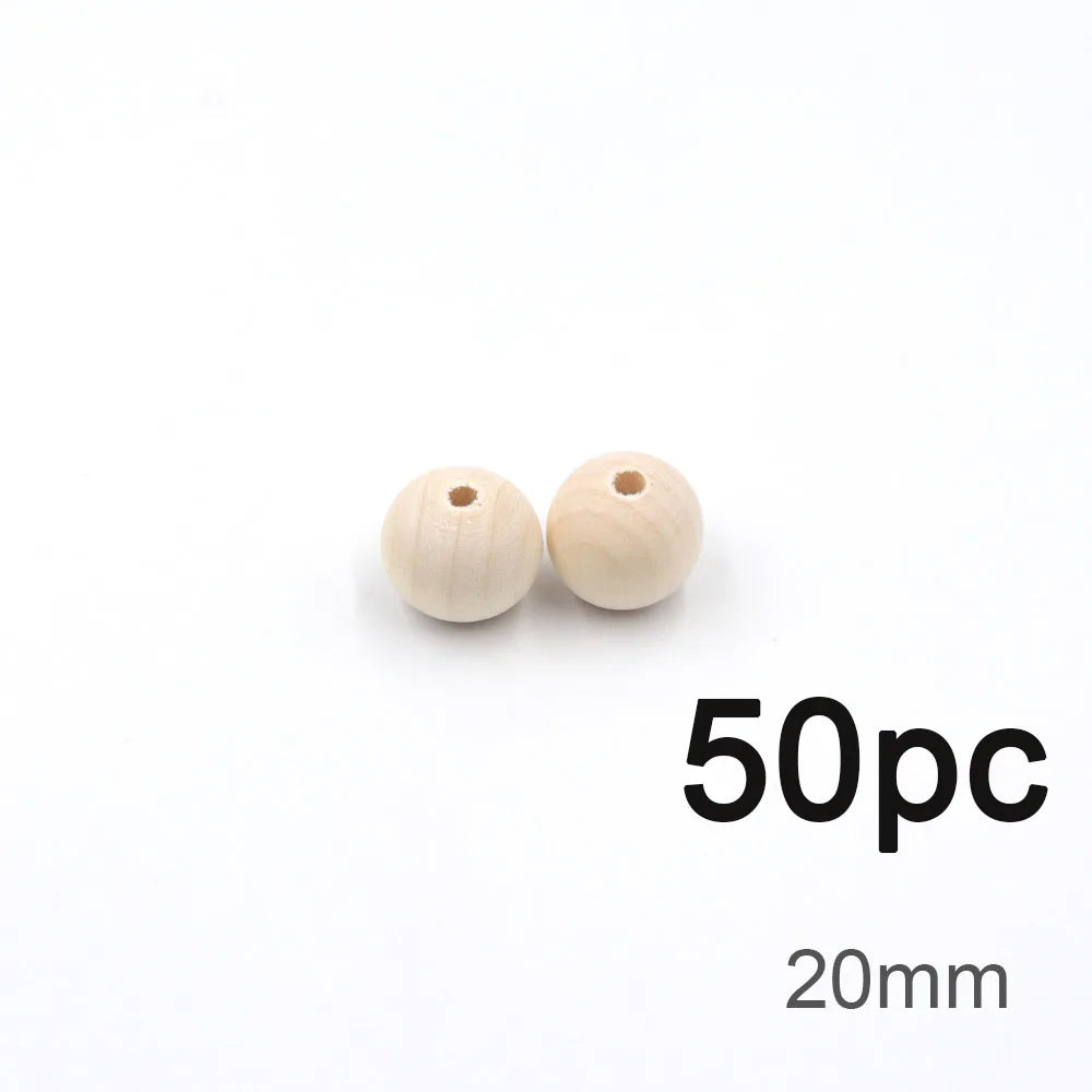 TYRY.HU Wooden Round Beads – 20–100 PCS for Jewelry Making